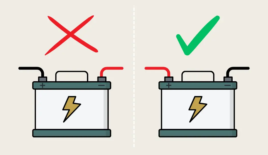 Correct battery cable connection diagram