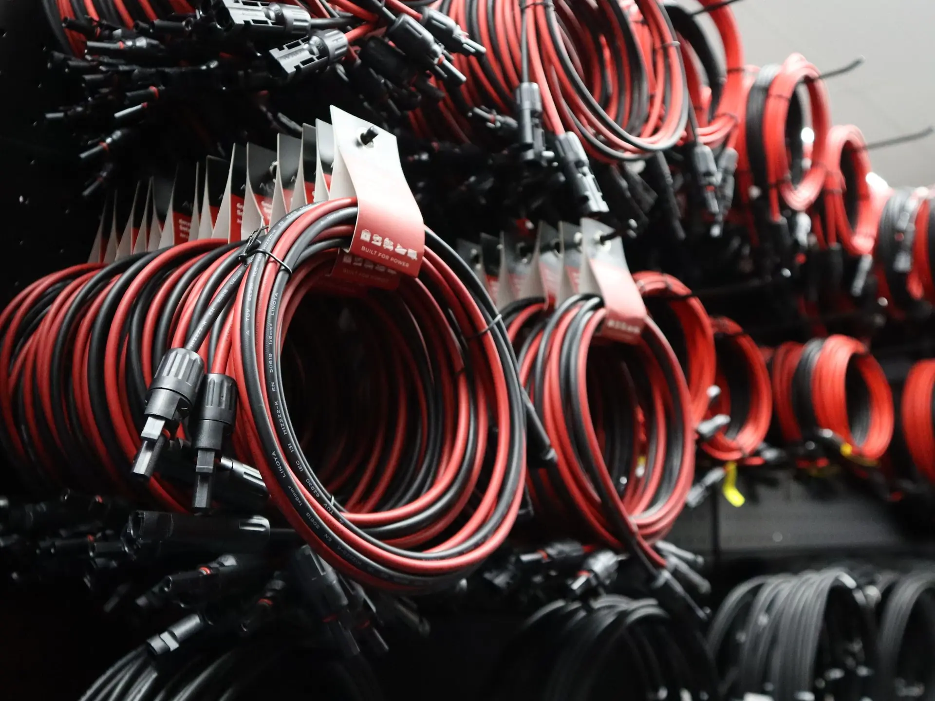 Cables hanging on in a store