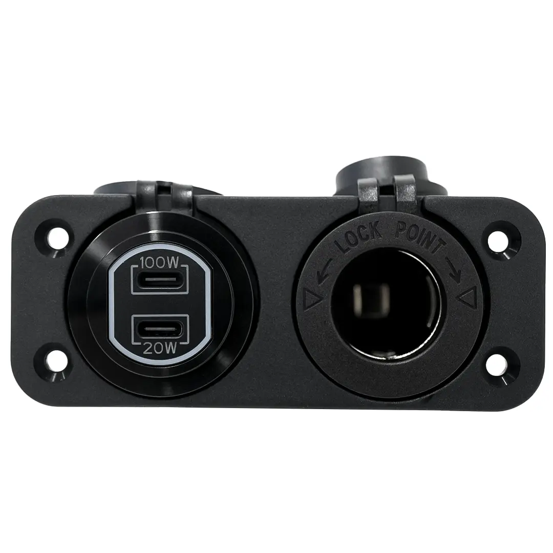 Alvolta Duo Power/USB C+C Flush Mount Socket Black